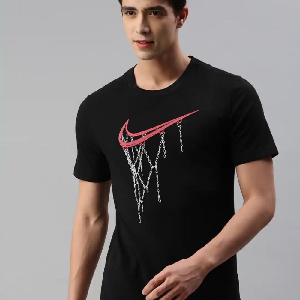 Nike Black Tee with Red Swoosh Design